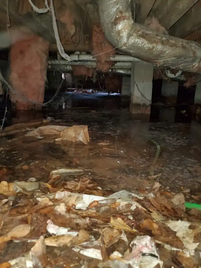 Crawl space flood assessment for Commercial Water Damage Restoration in Woodstock